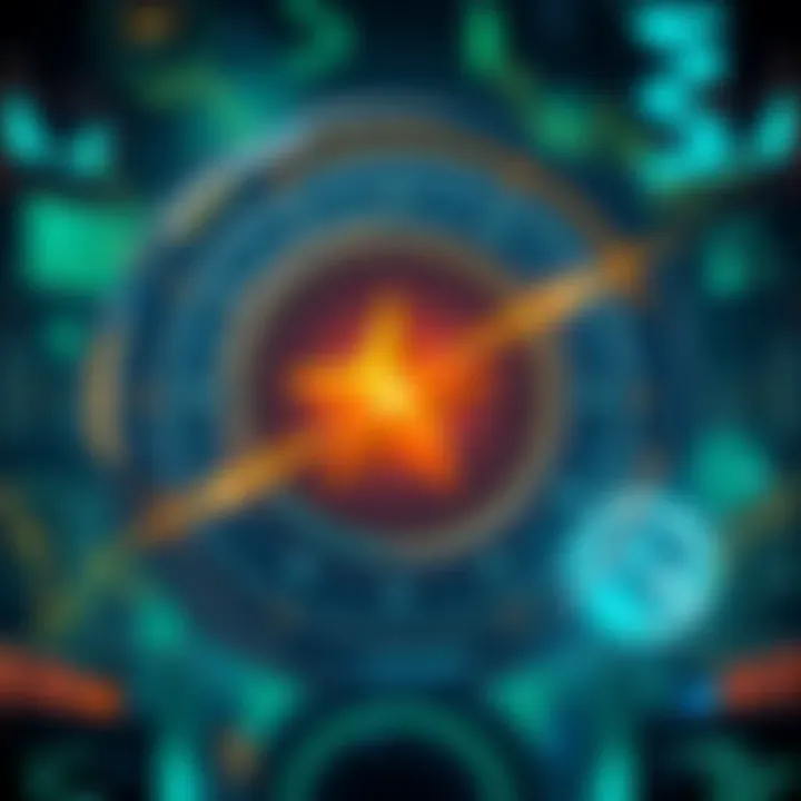 Illustration of Wormhole logo confronting Stargate logo amidst financial graphics, symbolizing a bidding war.