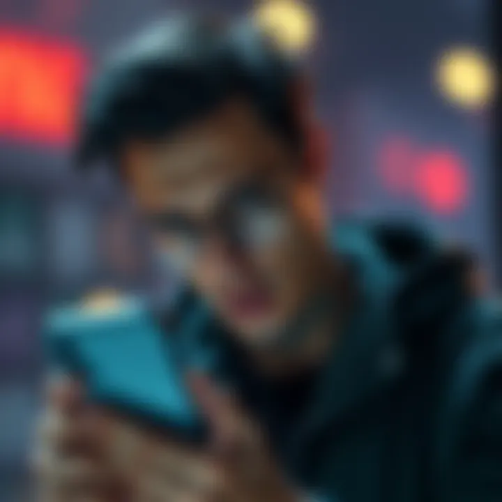 A person with a concerned expression checking their MetaMask account on a smartphone