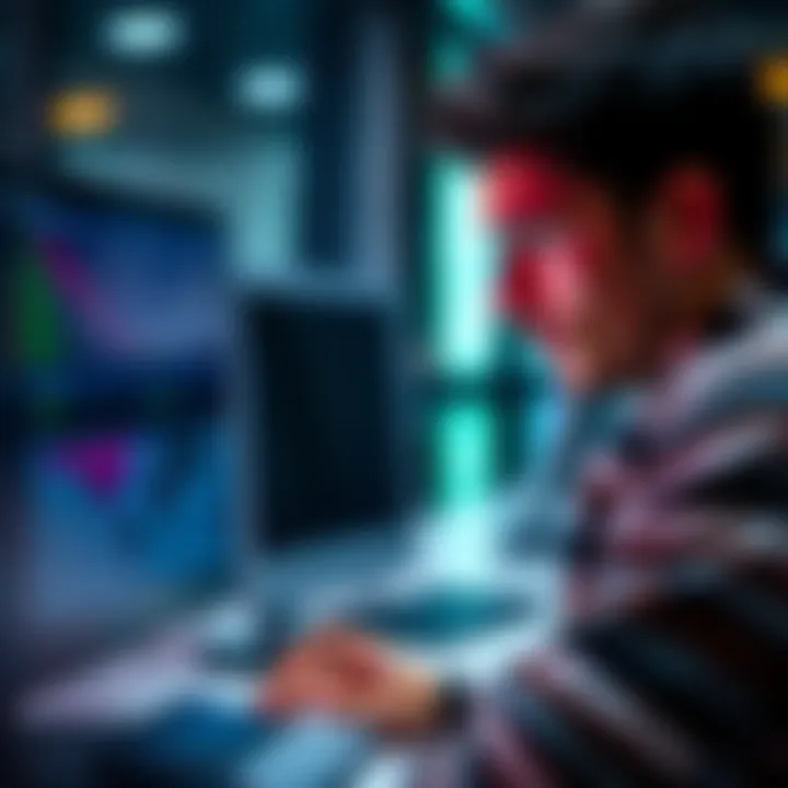 Individual showing concern while checking transaction details on a computer