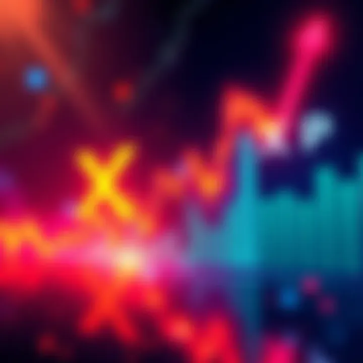 A financial chart showing XLM struggling while XRP shows growth, representing their performance differences.