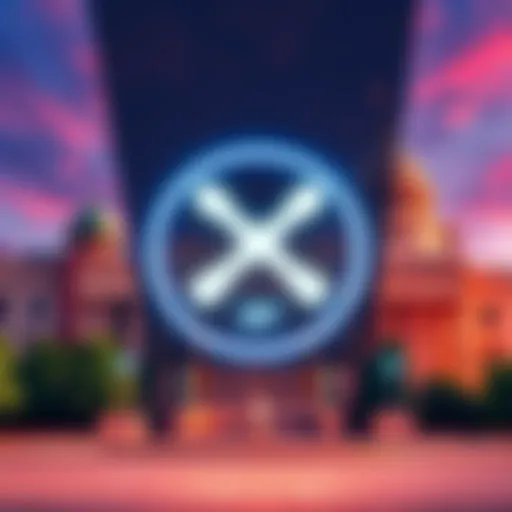 An illustration showing XRP's logo next to government buildings symbolizing its potential as a central bank digital currency.