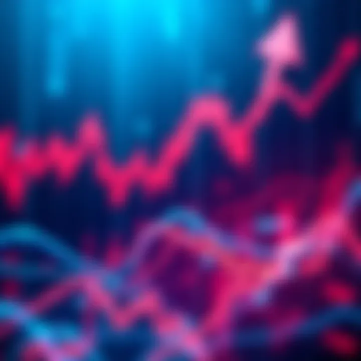 A graph showing the price increase of XRP token, illustrating potential market volatility and growth, with an upward trend arrow in the background.