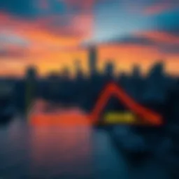 A graphic showing a downward trend in XRP burn rates with New York City skyline in the background.