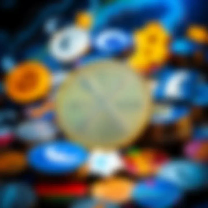 XRP coin surrounded by various global currency symbols, showing its potential as a bridge in finance.