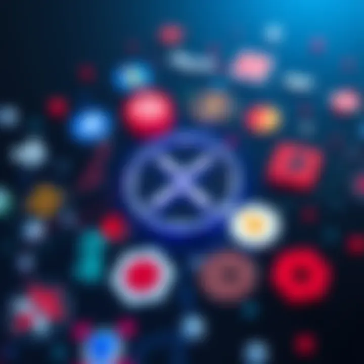 An illustration showing XRP logo surrounded by logos of its potential competitors in cross-border payments