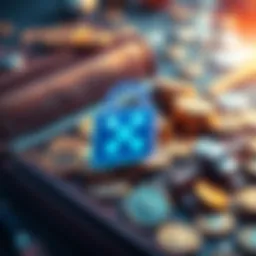 A digital graphic showing a large lock symbol over a wallet filled with XRP coins, representing the sudden freeze of 4 million XRP in escrow, hinting at future DeFi developments.