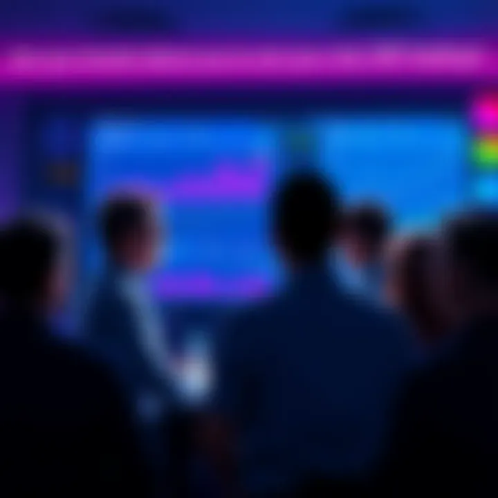 A group of people discussing their XRP investments, showing charts and graphs on a screen.