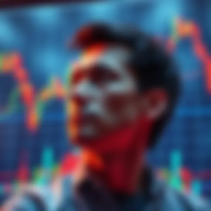 Person considering XRP investment with market charts in background