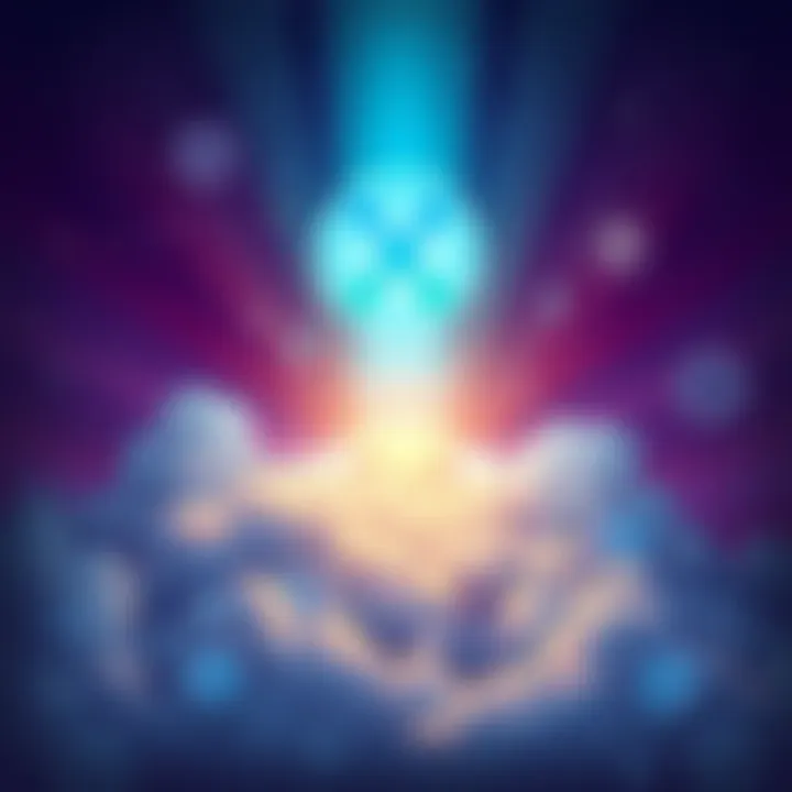 Illustration of XRP coins rising towards a dream cloud with a price tag of 8 dollars