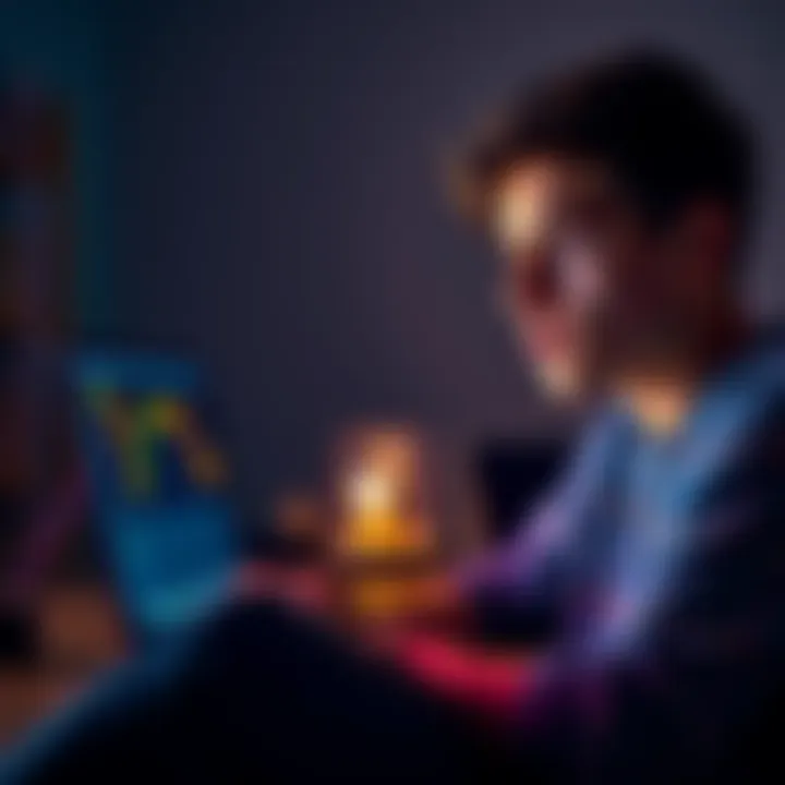 A 20-year-old looking at a laptop screen with Bitcoin graphics, considering taking a loan for investment.