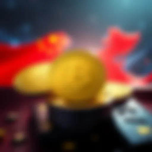 Illustration showing yuan-backed stablecoins with the Chinese flag, representing international currency strategy.