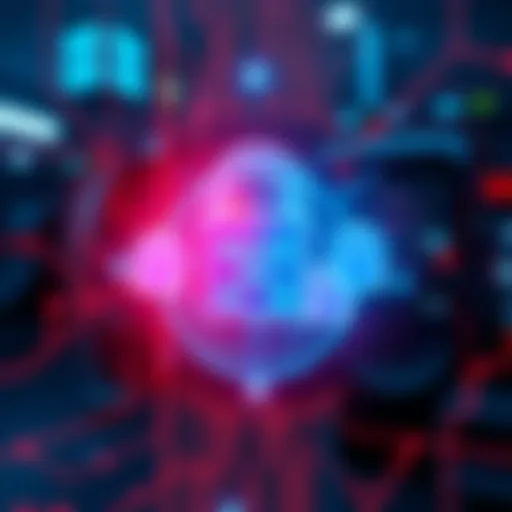 Illustration showing a digital lock and user icons representing secure identity management in a tech environment